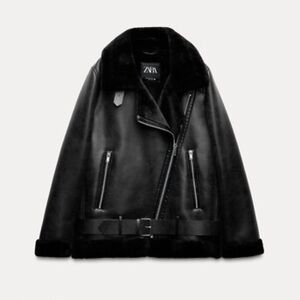 Zara Black Leather Moto Jacket